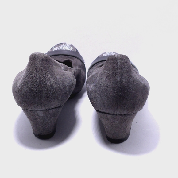 Womens Sz 6 (36.5) AGL Wedge Attilio Giusti Leombruni Gray Snake Studded Ballet - Picture 7 of 11